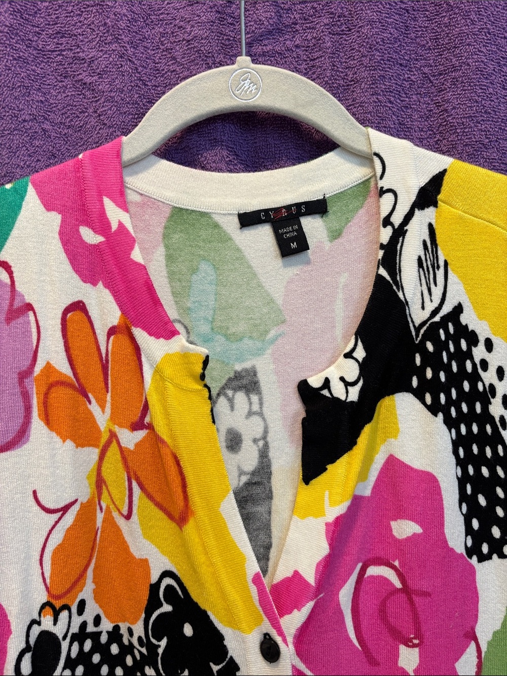 NWOT Colorful Floral Button-Front Cardigan - Multicolor - Picture 2 of 6